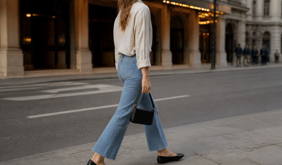 Sienna Miller w dżinsach flare i balerinach. Tak skopiujesz jej londyński look bez fortuny - grafika 1